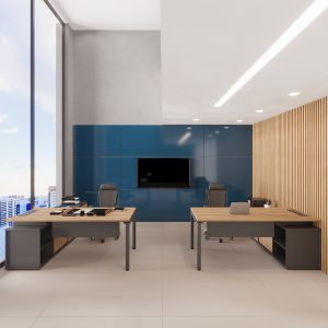 Mesa Executiva com Credenza Pé Trave